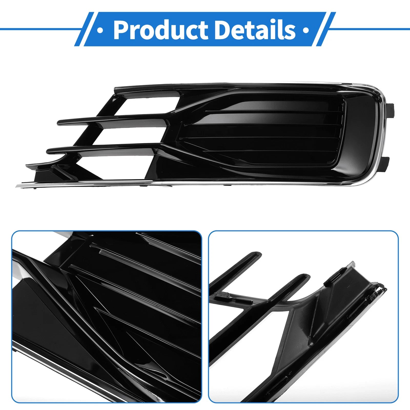 1 Pc Fog Light Grill for Audi A6 (2016–2018) No. 4G0807681AE Black
