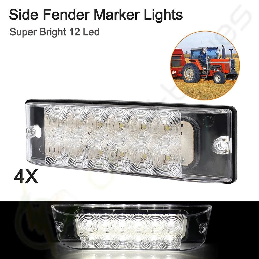 4X LED 8" White Turn Tail Brake Light for Pickup Truck