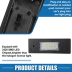 1 Pair White LED License Plate Light Assembly 63267193294 2835SMD for BMW 