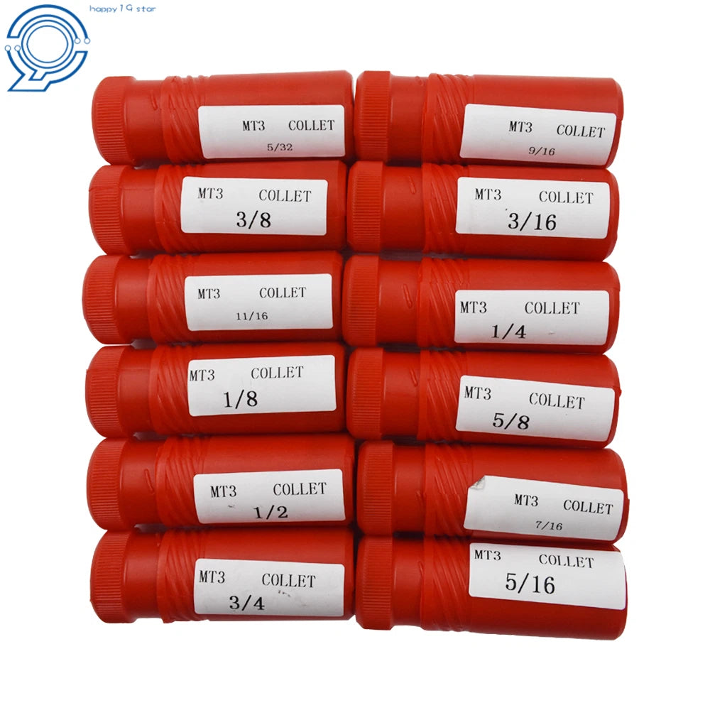 Set of 12 Morse Taper Shank Collets for 3MT (1/8" - 3/4" Chuck)