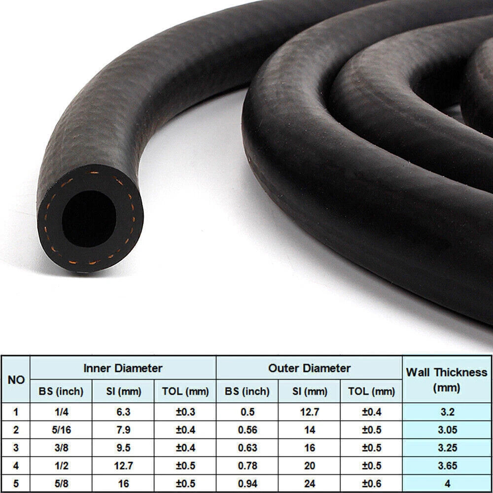 5/8" Nitrile Rubber EFI Fuel Injection Line Hose for Gas