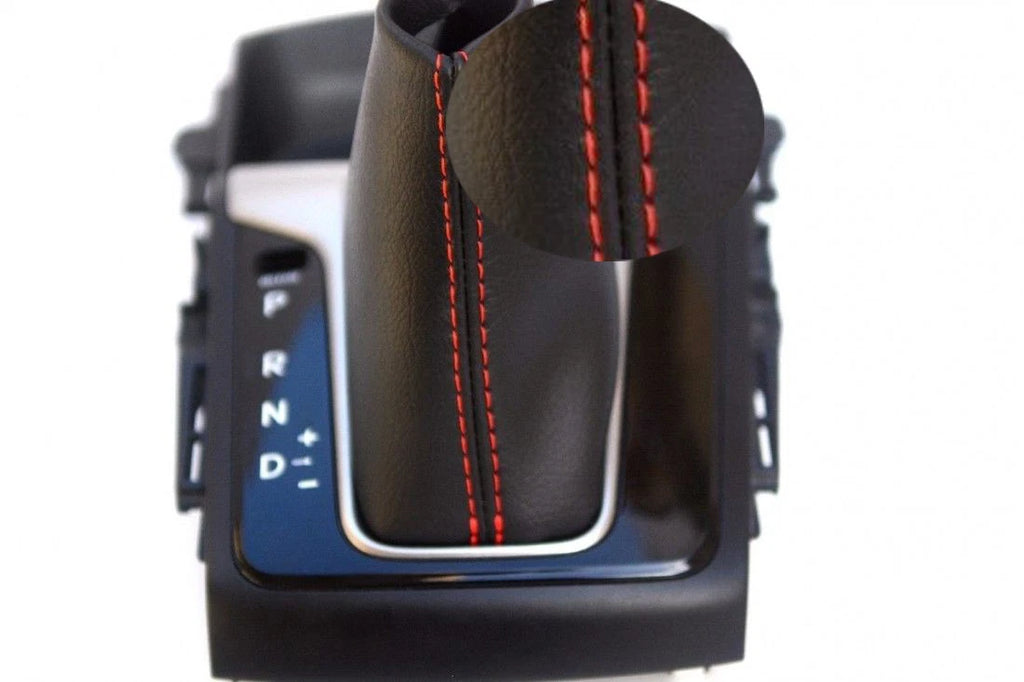 Leather Synthetic Automatic Shift Boot for Hyundai Elantra (2013–2015) Red Stitch