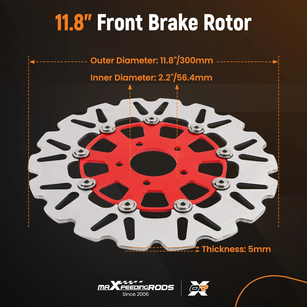 2X 11.8in Floating Front Brake Rotor for Harley-Davidson Trike (2009–2019)