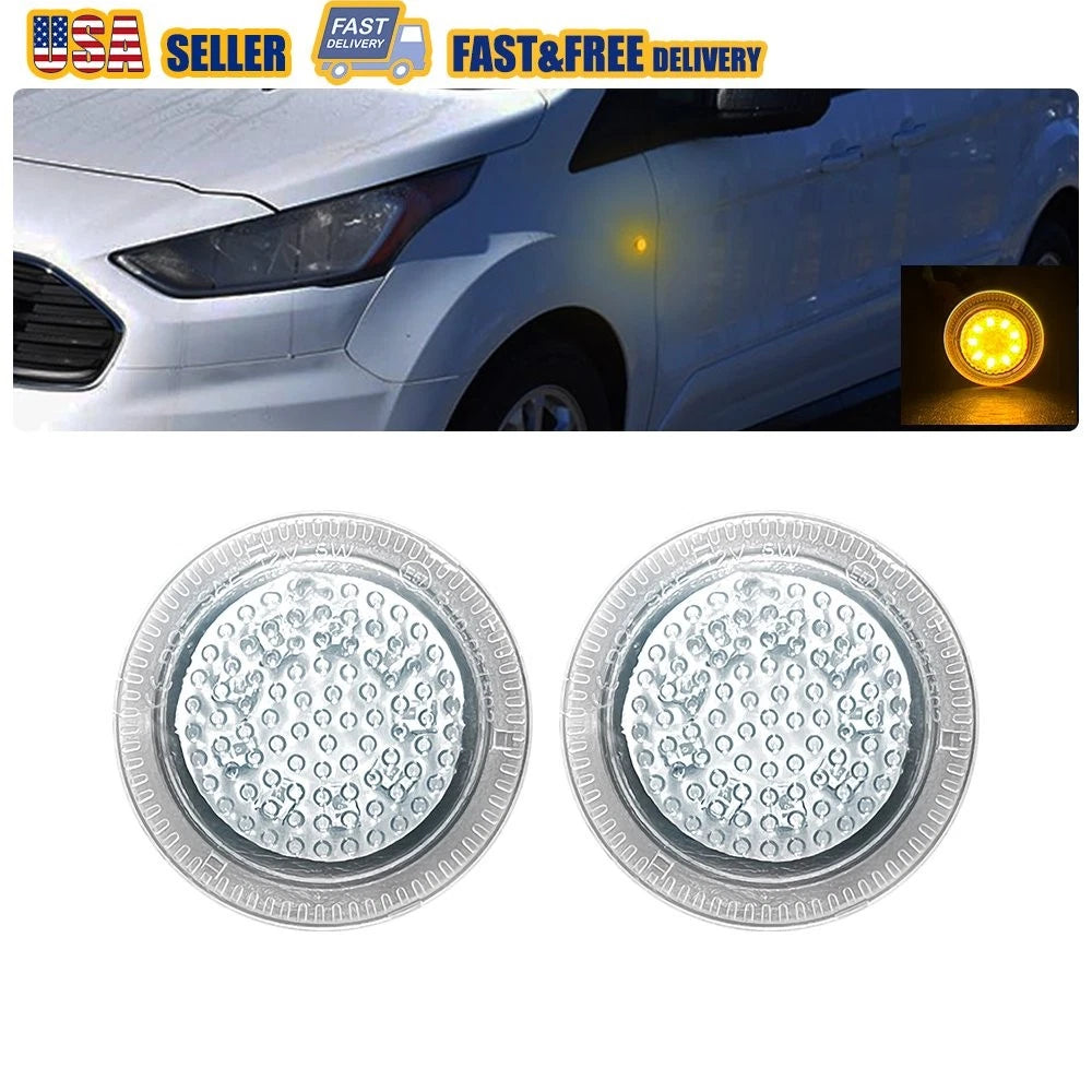 2X Clear Amber LED Side Marker Repeater Light for Ford Transit Connect (2010–2021)