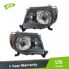 Headlight Front Pair for Toyota Tacoma (2005–2011) Halogen Left+Right Black