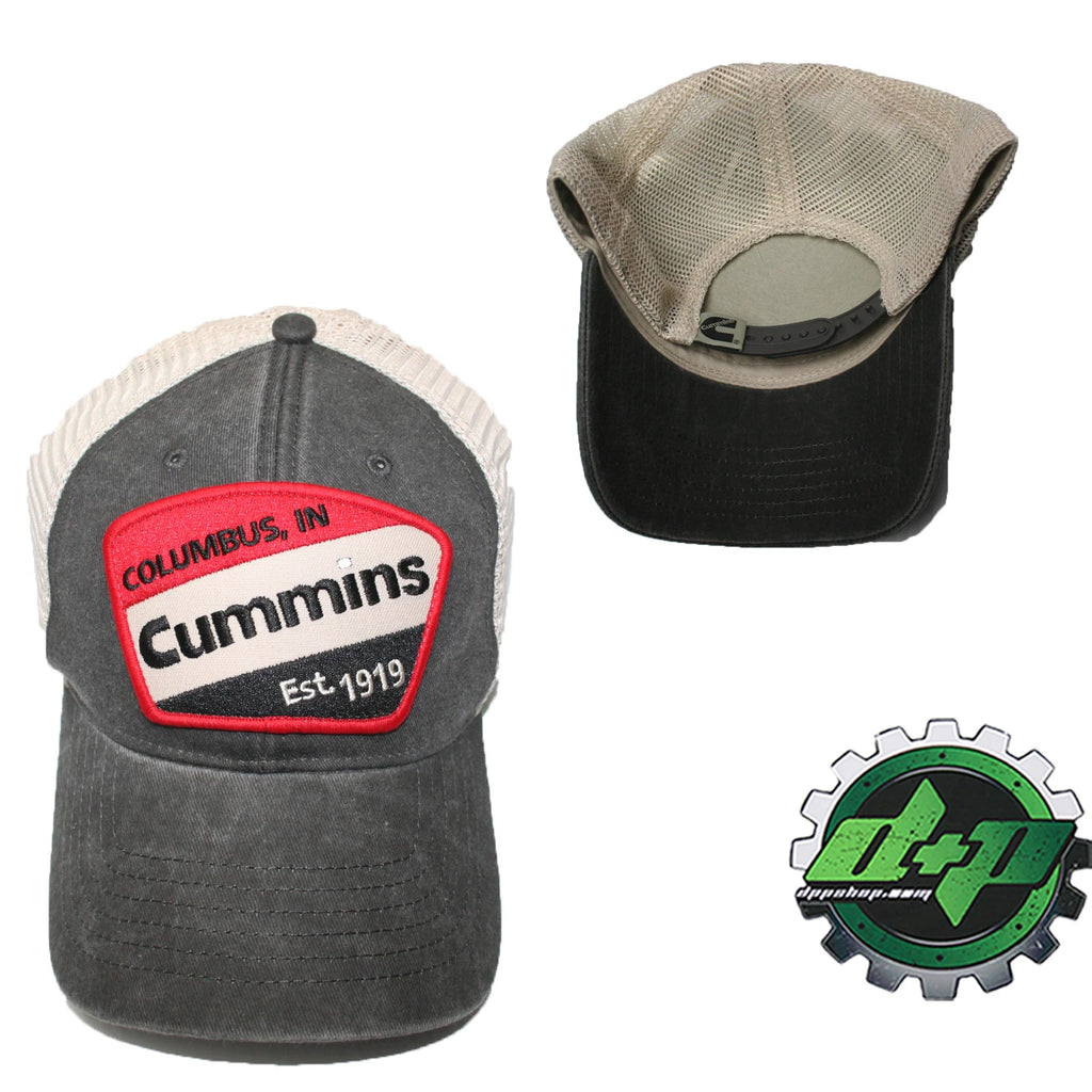 Cummins Vintage Baseball Hat Cap for Diesel Truck (Mesh, Red Stripe)