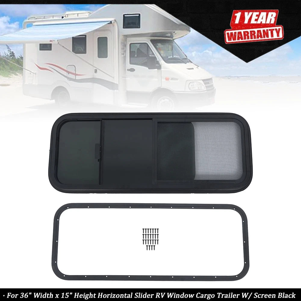36" x 15" Horizontal Slider RV Window for Cargo Trailer (Fits Most Models)