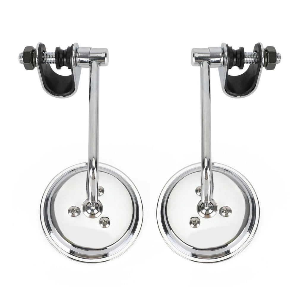 4" Chrome Short Stem Round Clamp On Mirror for Universal Chopper Scooter