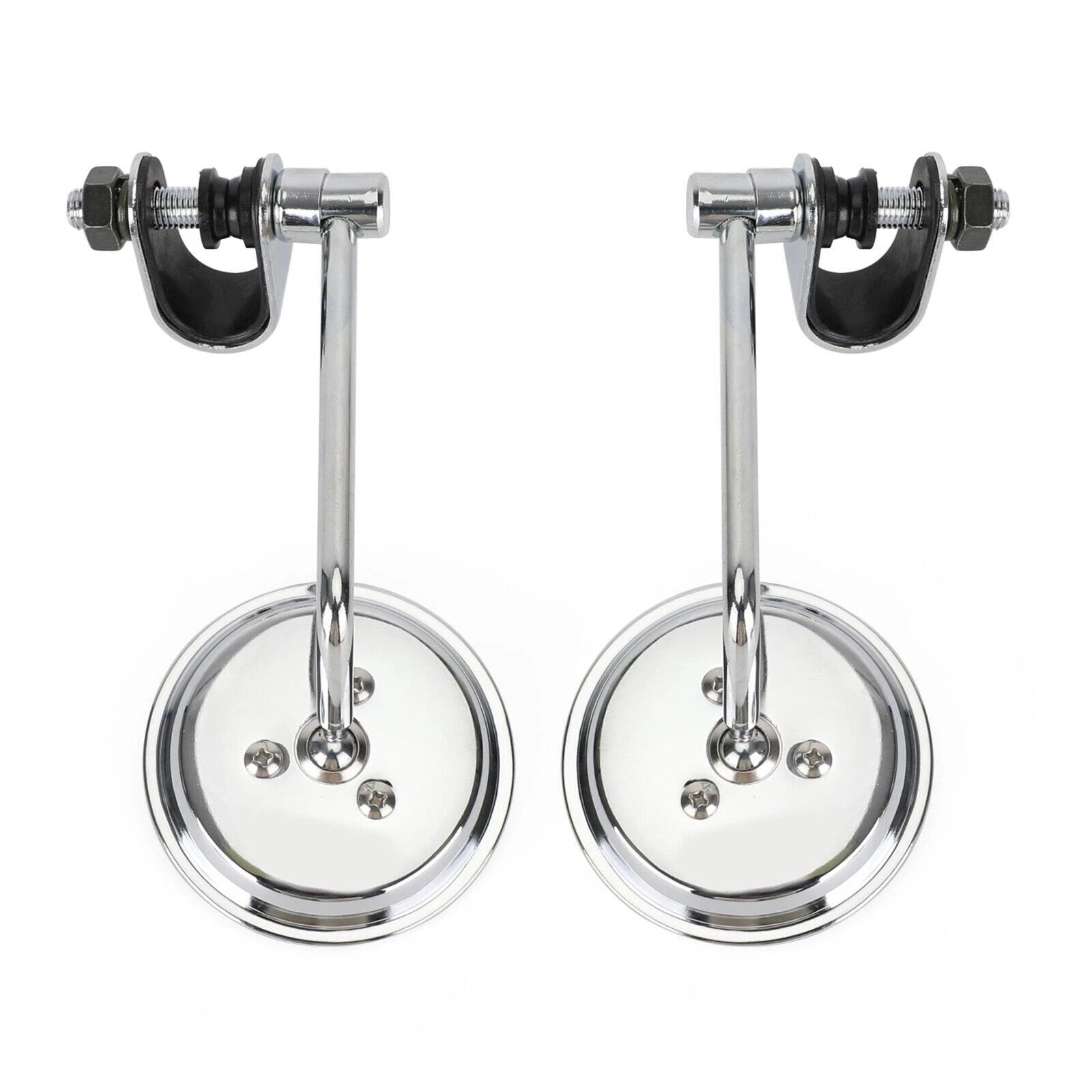 4" Chrome Short Stem Round Clamp On Mirror for Universal Chopper Scooter