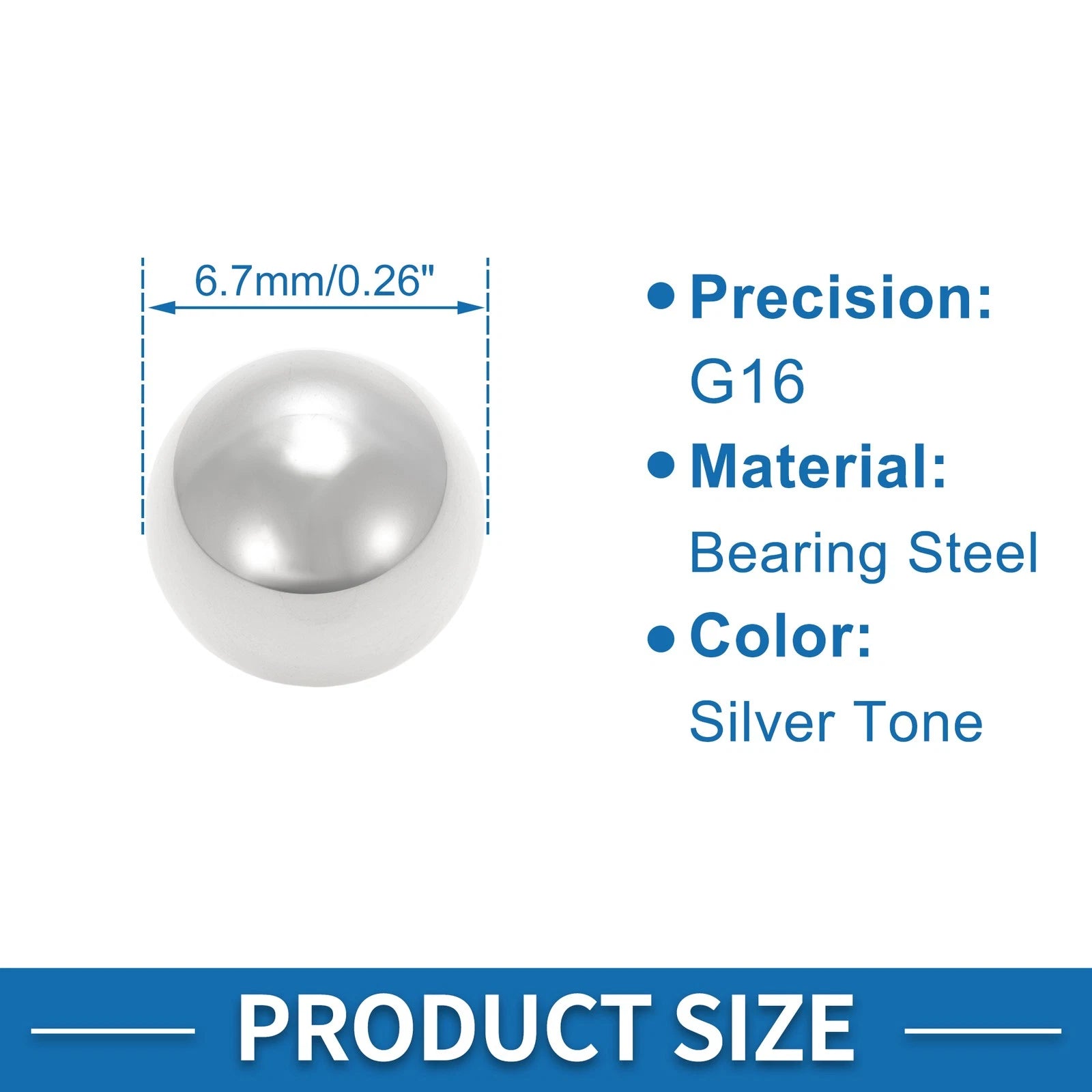 100 Pcs 6.7mm Precision Steel Ball Bearings for Various Applications