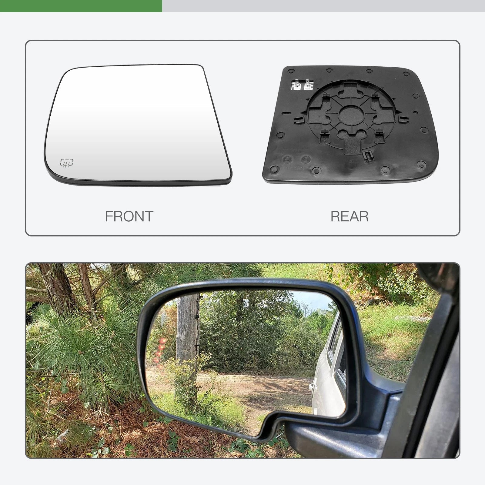 Heated Right Side View Mirror Glass Plate for Dodge Ram 1500 (2010–2019)