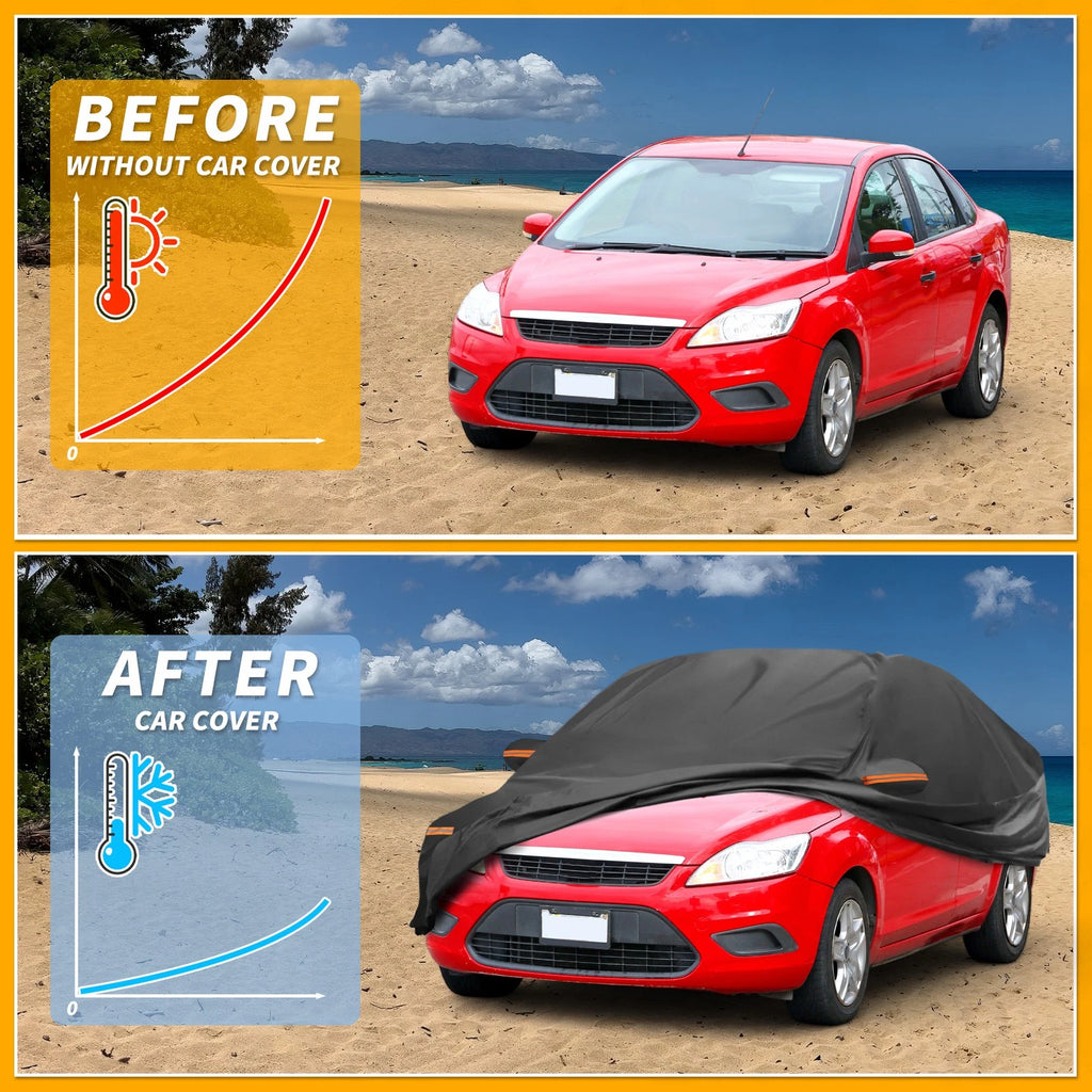 Car Cover Waterproof for Ford Focus Sedan (Black, Aluminum Film)