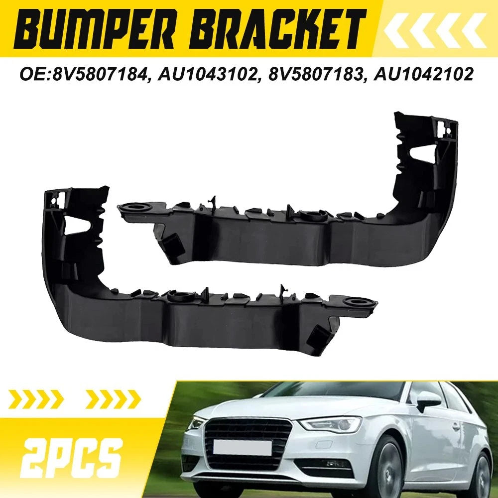 2X Black Bumper Bracket for Audi A3 Quattro (2015–2018)