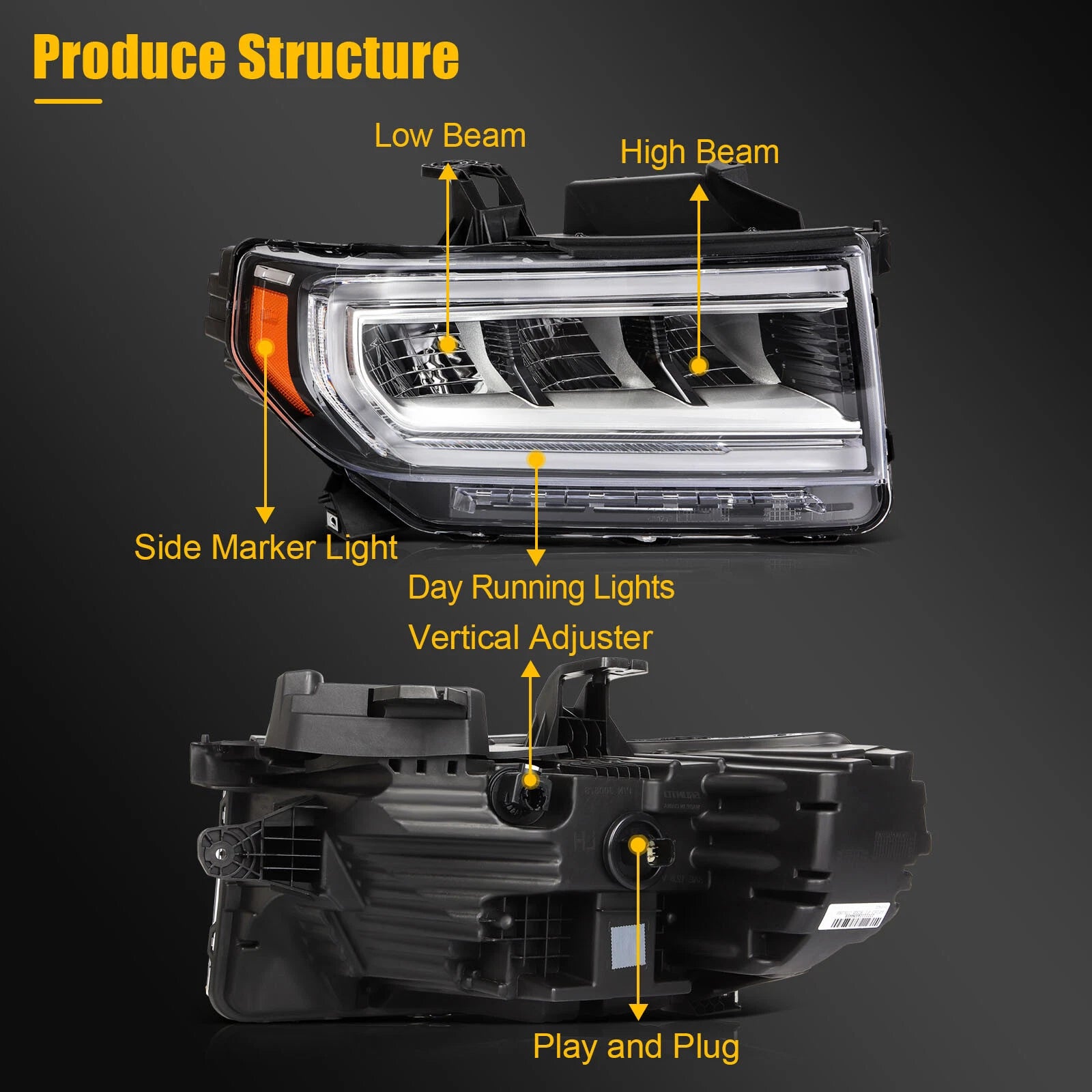LED DRL Pair Headlights for GMC Acadia (2020–2023)