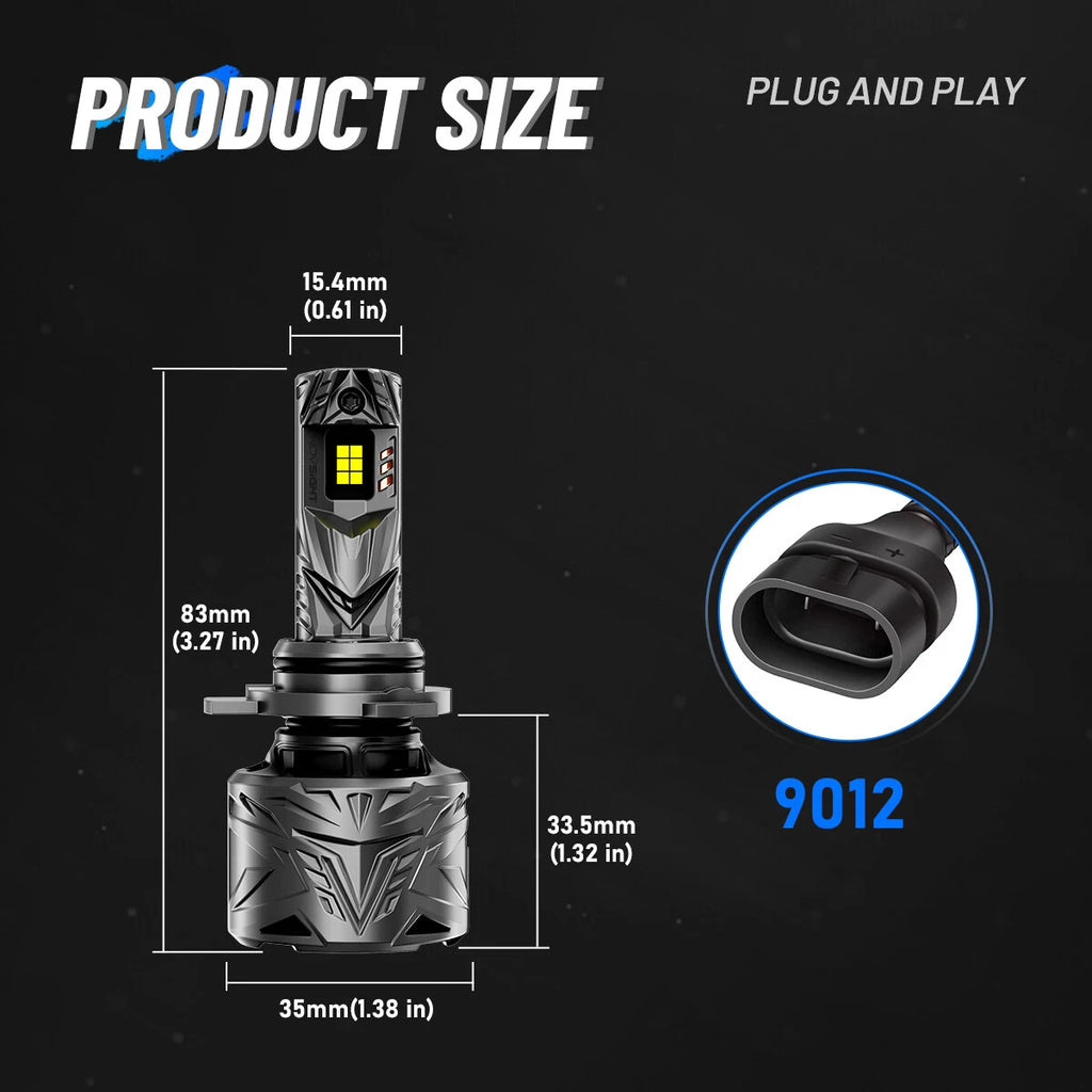 2X NOVSIGHT 9012 HIR2 LED Headlight Bulbs 50000LM 6500K 420W for vehicles