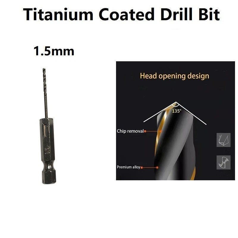 HSS Drill Bit Set 1.5-6.5mm 1/4" Hex Shank Adapter for Aluminium/Wood