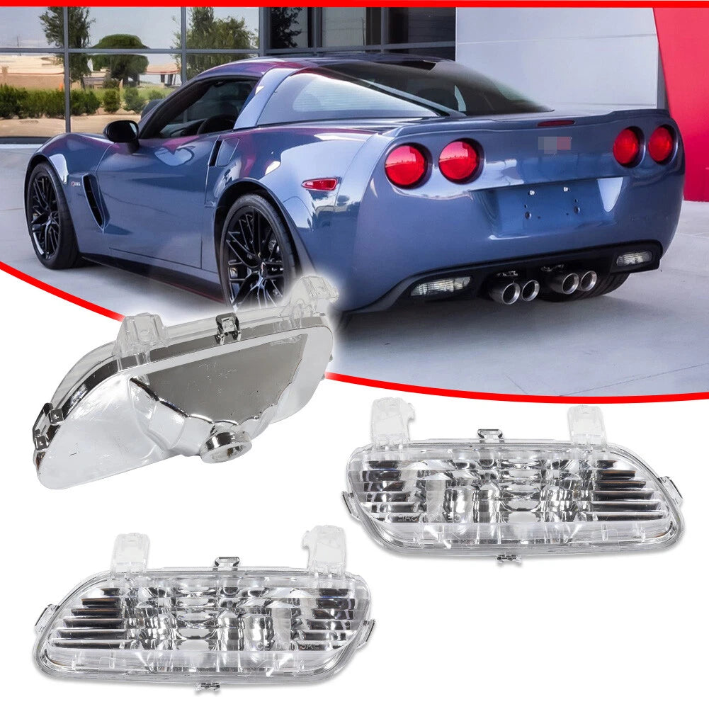2X Clear Lens Chrome Rear Bumper Backup Lights for Corvette C6 (2005–2013)