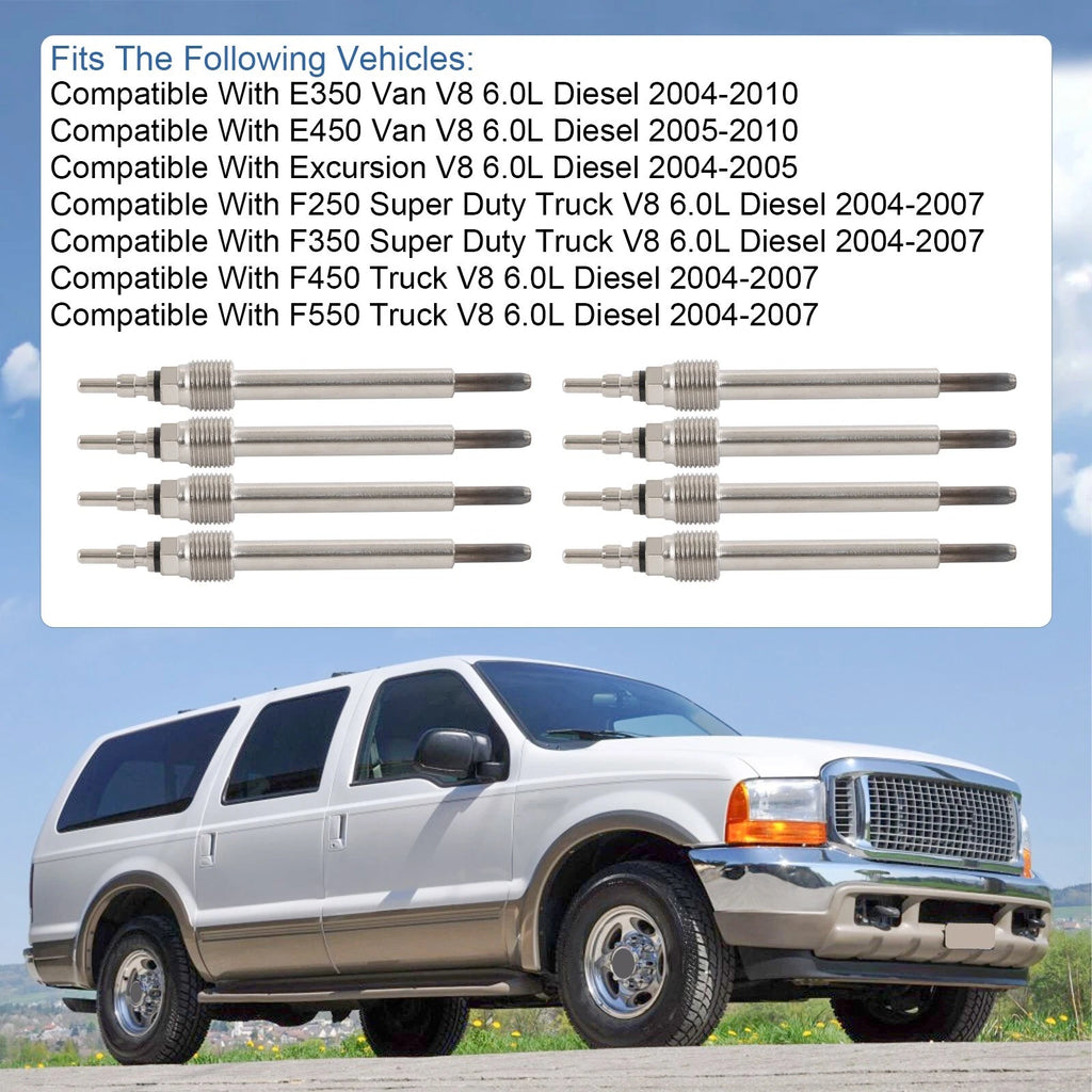 Set of 8 Glow Plugs for Ford F250 F350 F450 (2004–2007) 6.0L
