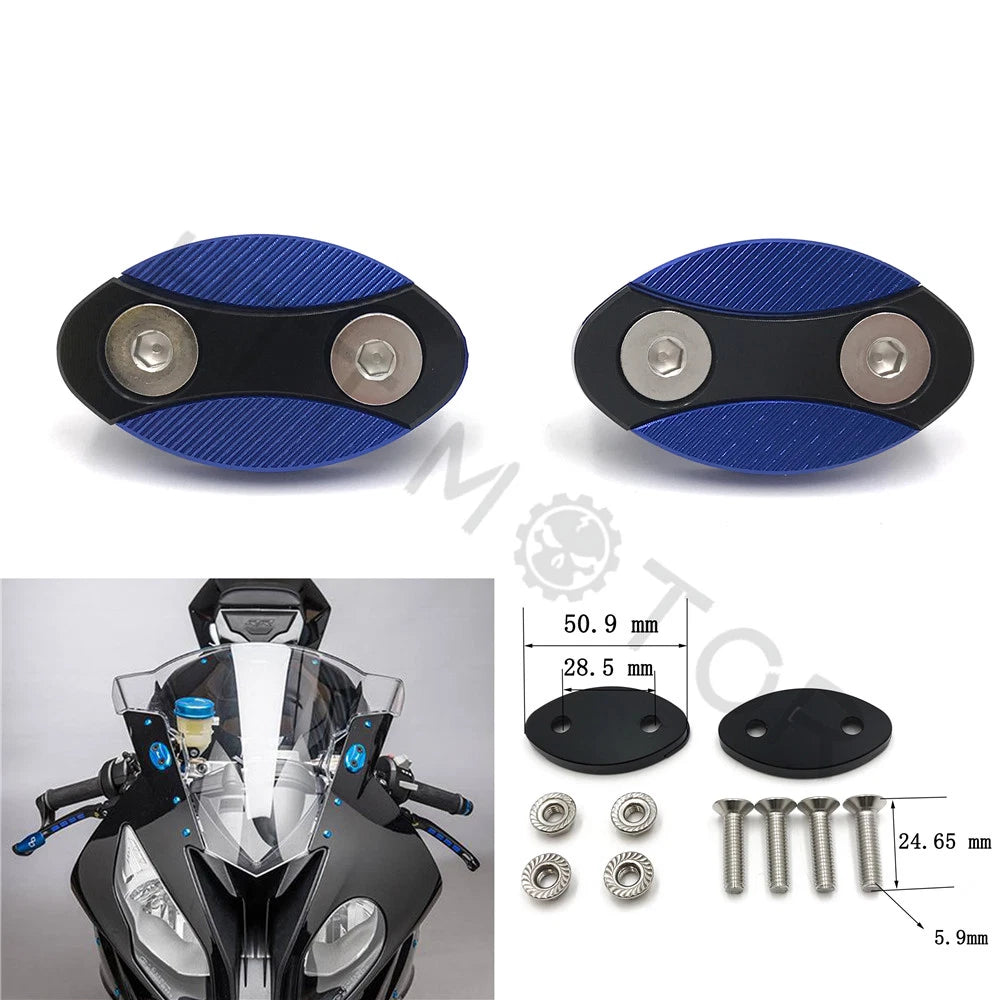 Mirror Block Off Plates for BMW S1000RR (2013–2018) Blue