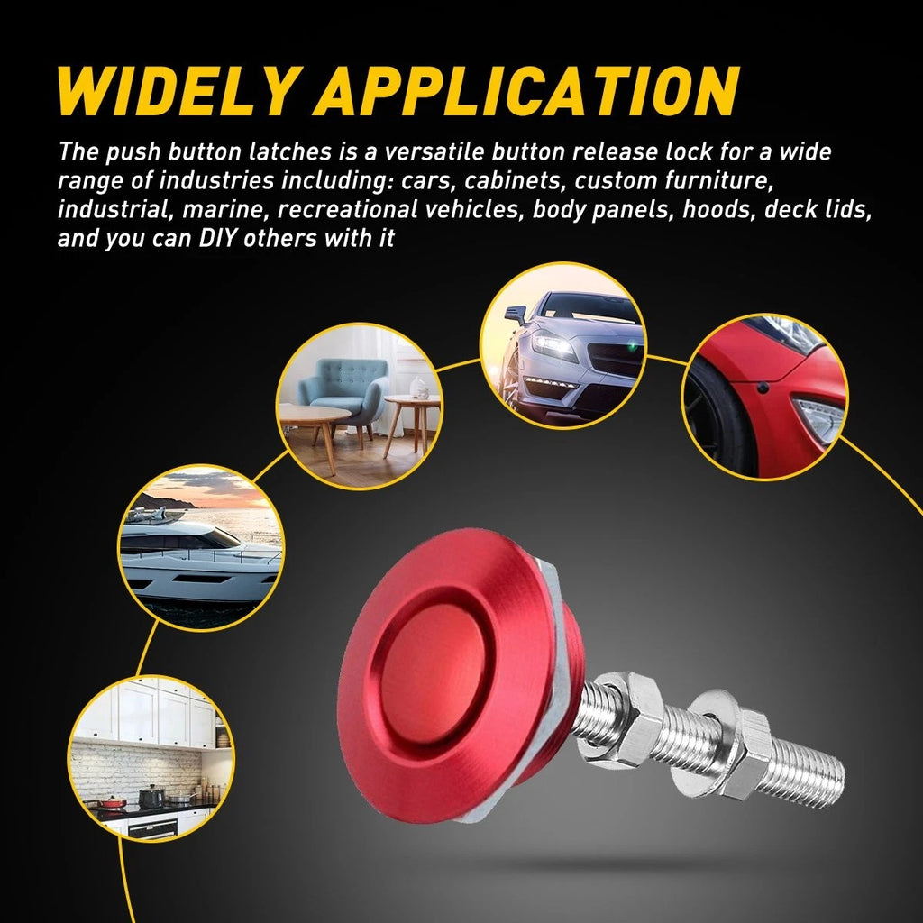 Hood Pins Quick Release Lock Latch for Universal Vehicles (1.25")