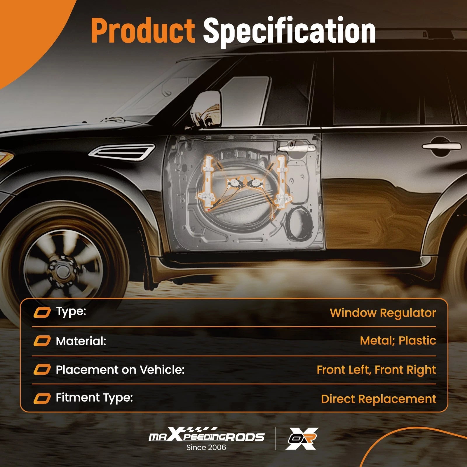 Front Power Window Regulator Assembly for Honda Civic Acura EL (1996-2000)