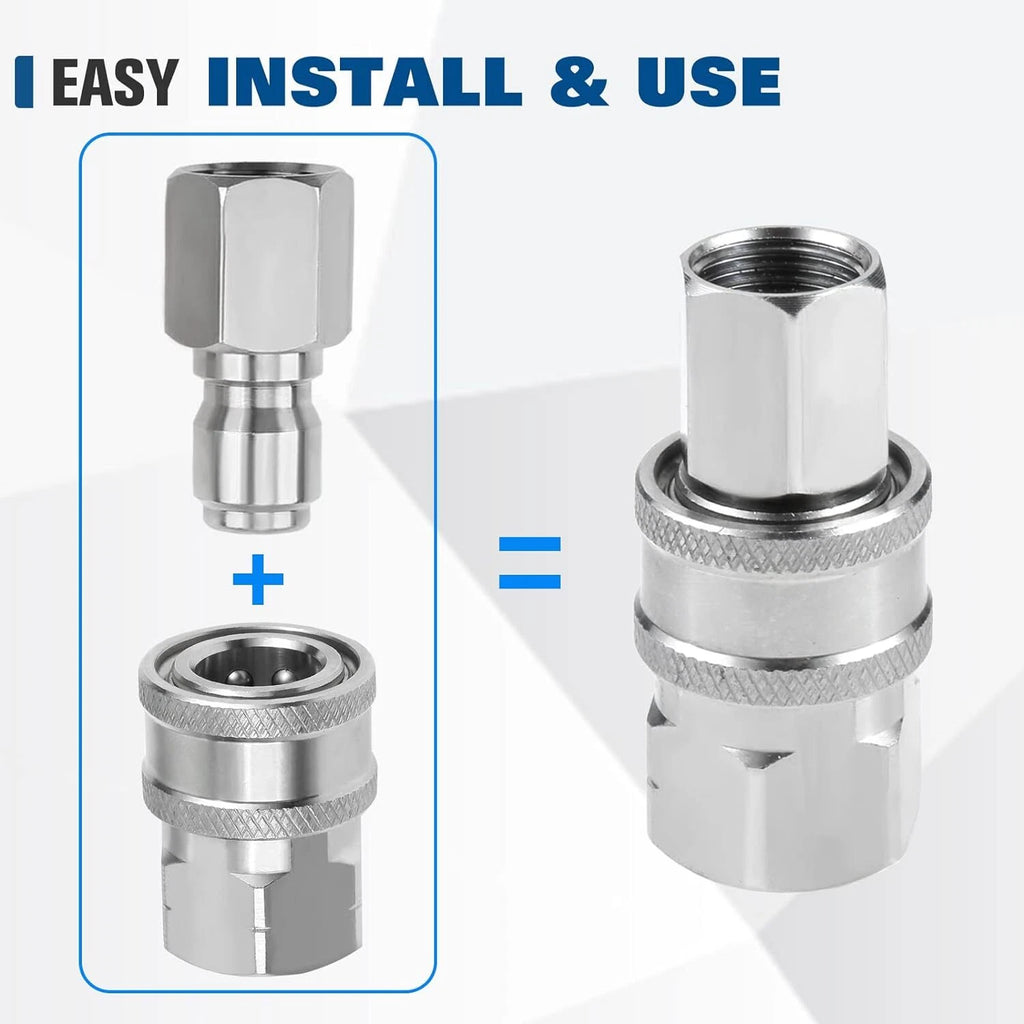 Set of 4 NPT 3/8 Inch Stainless Steel Quick Connectors for Automotive