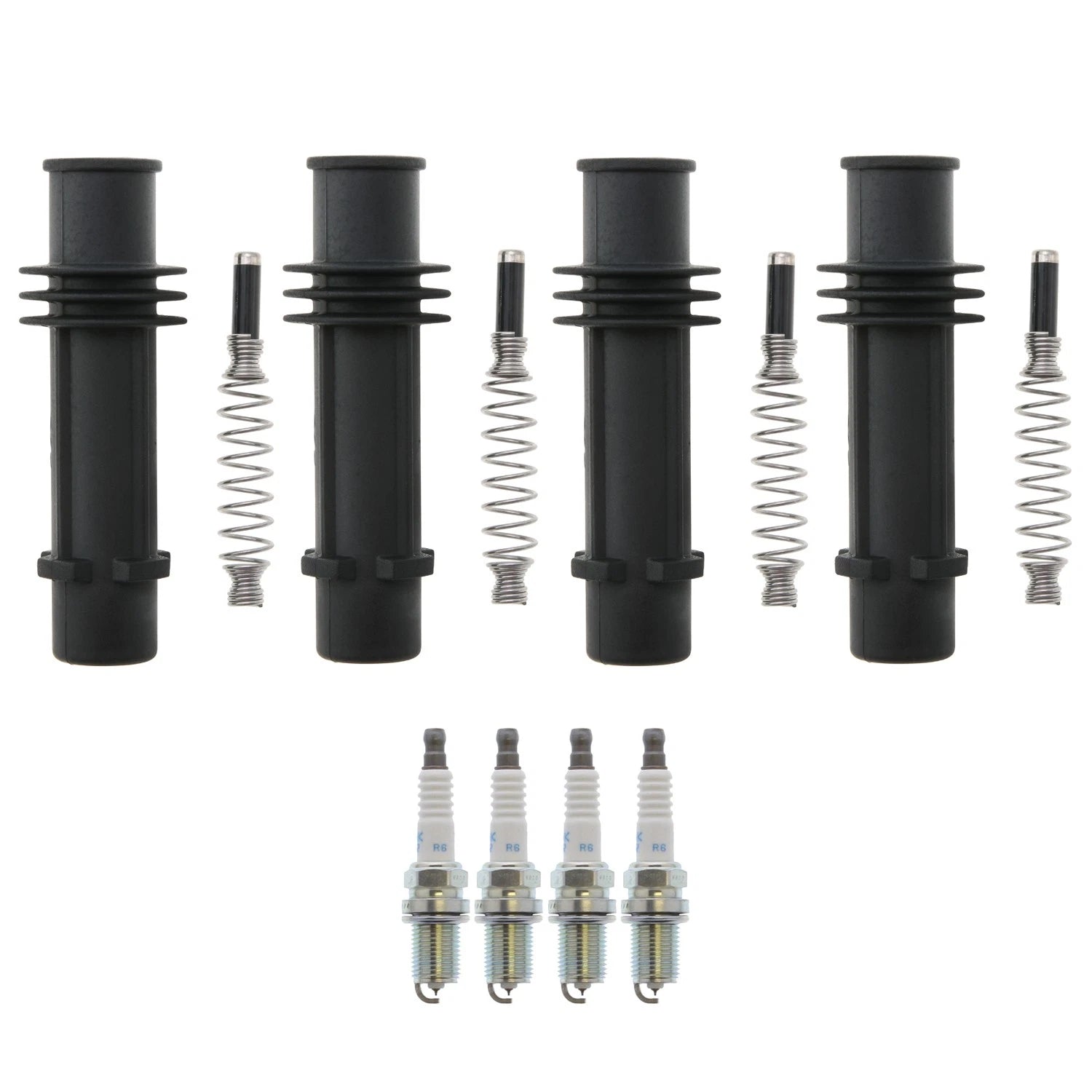 Set of 4 NGK Laser Iridium Spark Plugs & Coil Boots for Cruze Encore Sonic Trax (2011–2021)