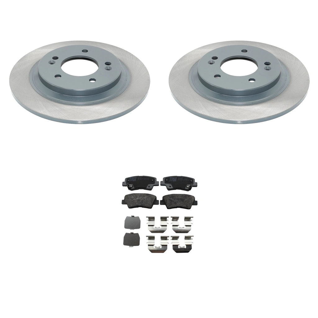 Set of 2 DuraGo Rear Rotors & TRW Pro Ceramic Brake Pads for Kia Optima (2014–2016)