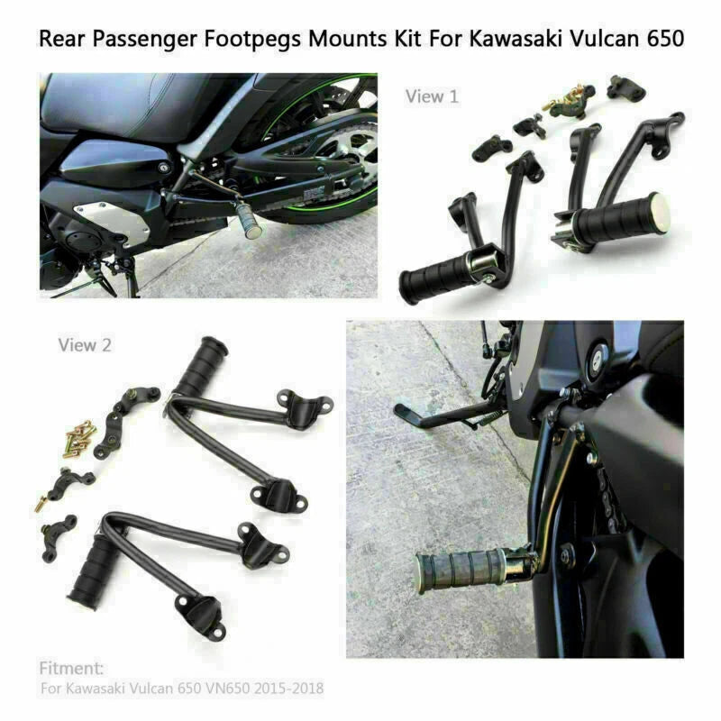 Rear Passenger Foot Peg Bracket for Kawasaki Vulcan 650 VN650 (2015–2023) Black T9