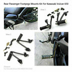 Rear Passenger Foot Peg Bracket for Kawasaki Vulcan 650 VN650 (2015–2023) Black T9