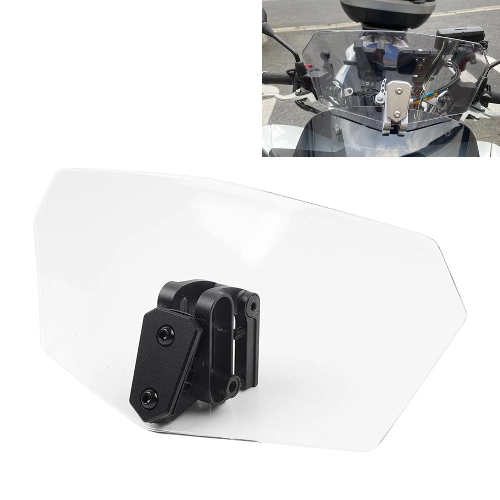 Universal Adjustable Clip-On Windshield Air Deflector for Cars (Clear/Black)