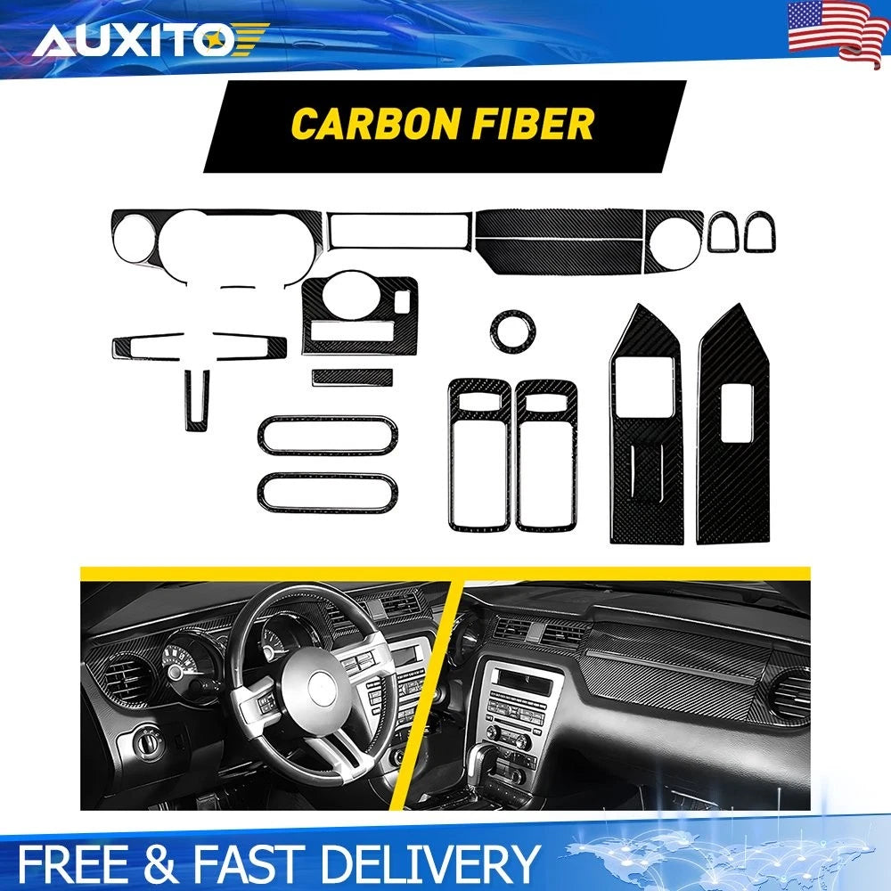 Set of Carbon Fiber Interior Trim Covers for Ford Mustang (2009–2013)