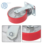 Set of 4 Heavy Duty Red Tilt Casters 6"×2" 4800 lb Capacity
