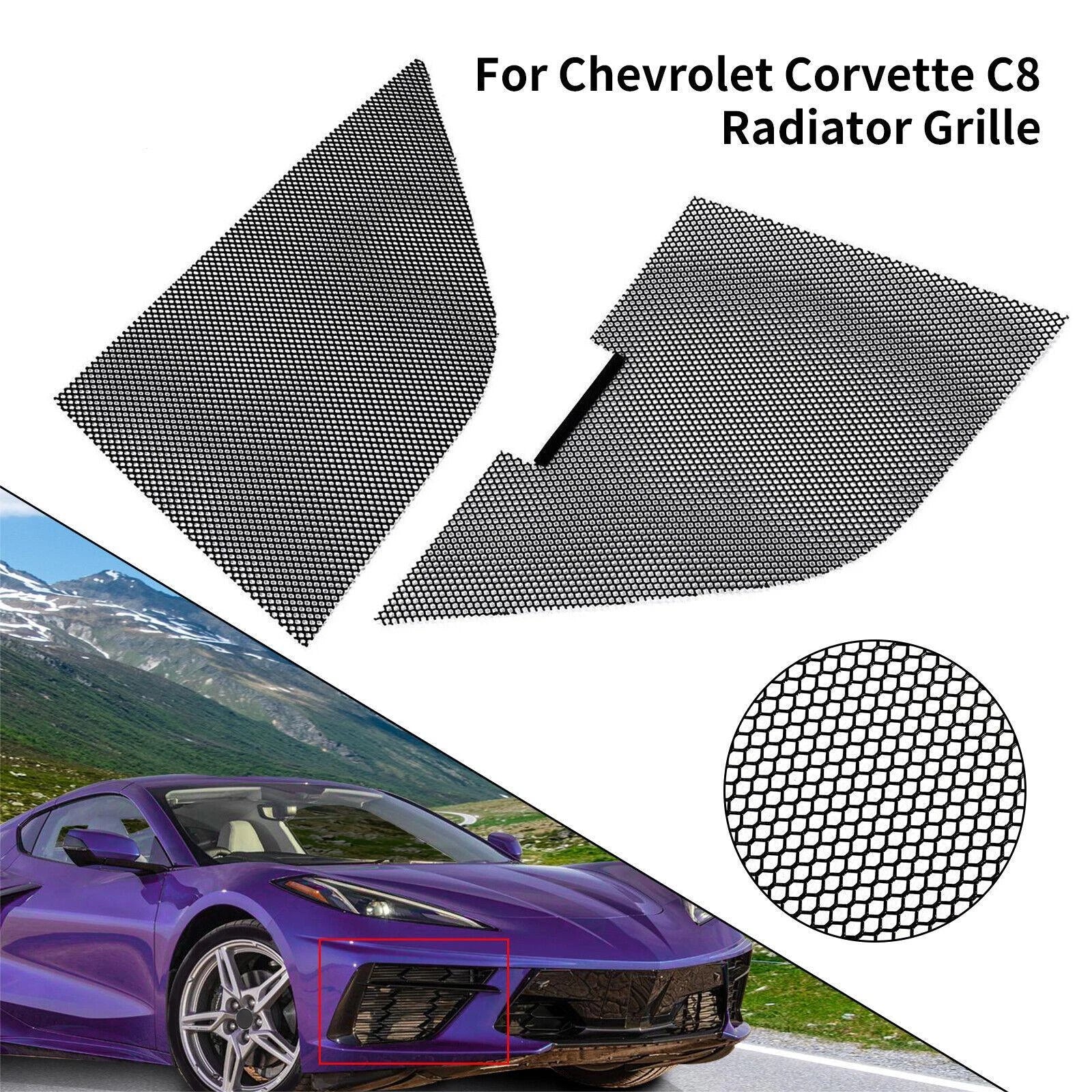 2X Front Grill Covers for Corvette C8 (2020–2024) - Radiator Guards, Steel