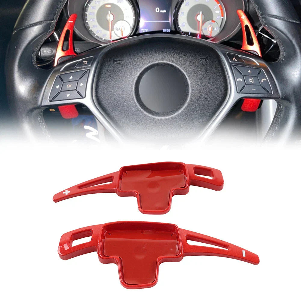 Red Steering Wheel Paddle Shifter Extensions for Benz A B C E M R S CLA CLS GLA