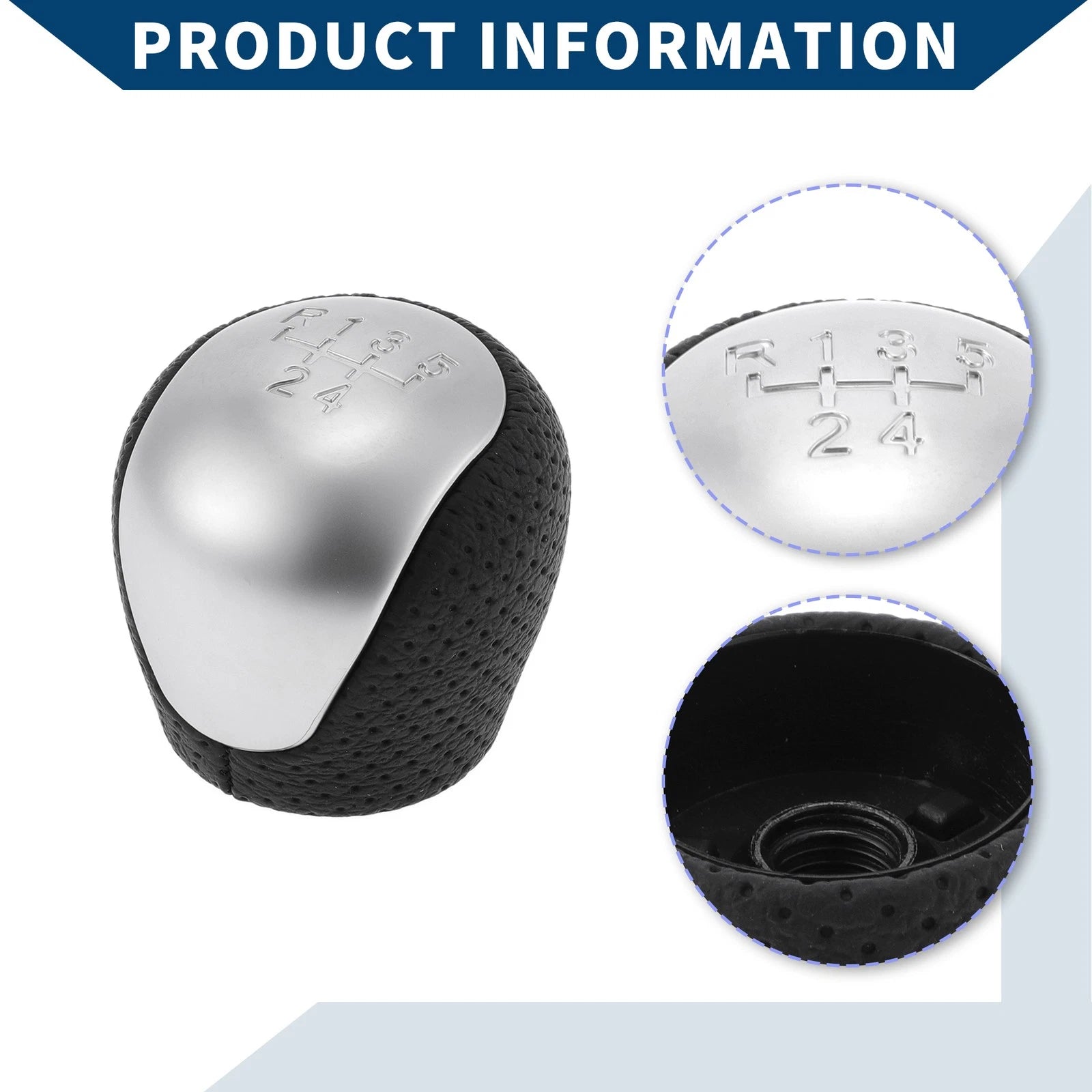 5 Speed Manual Gear Shifter Knob for Hyundai Elantra (2009–2012) Faux Leather Black
