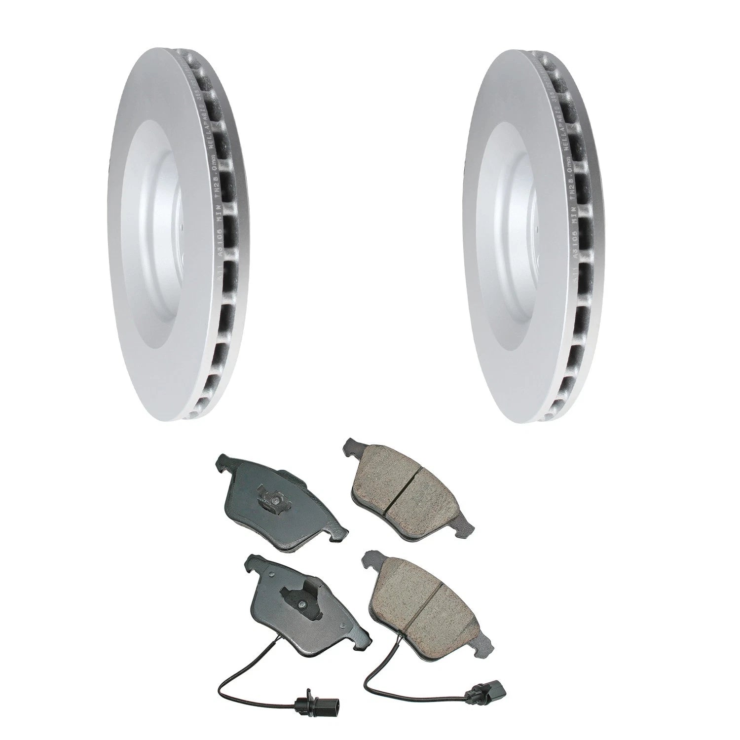 Hella 347mm Rotors & Akebono EURO Ceramic Brake Pads Kit for Audi A6 Quattro