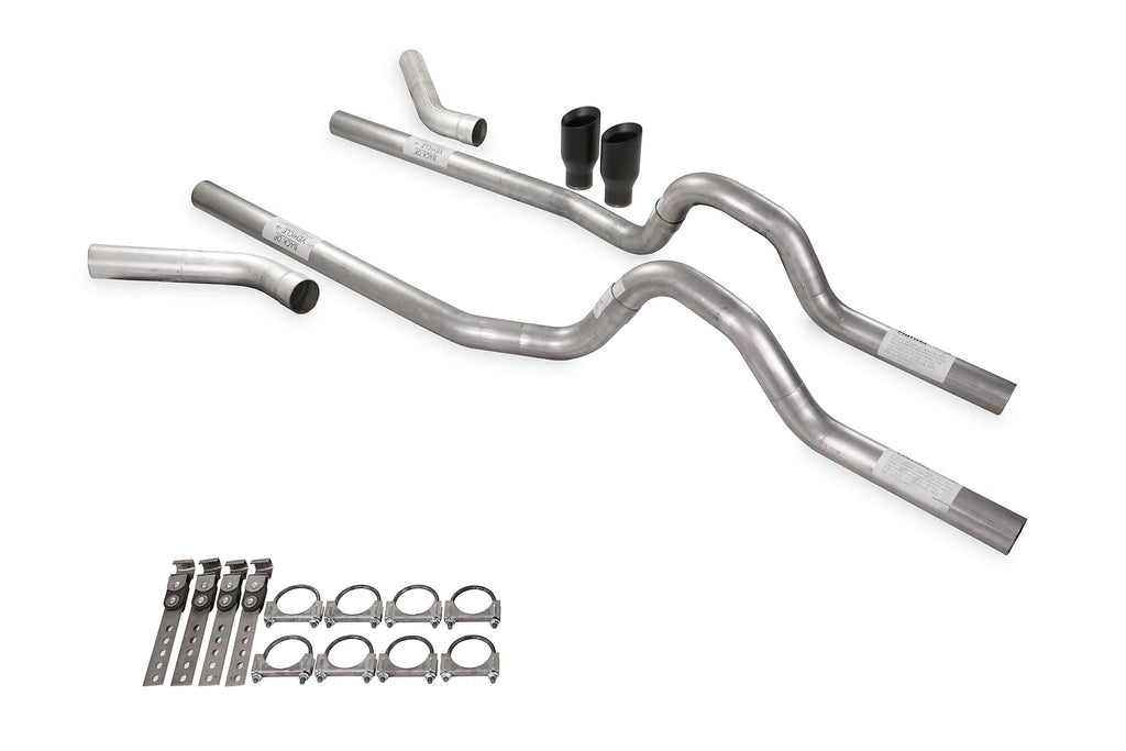 Dual Exhaust Kit 3" No Muffler Corner Exit Black DW Tips for GM C/K 10 (1973–1980)