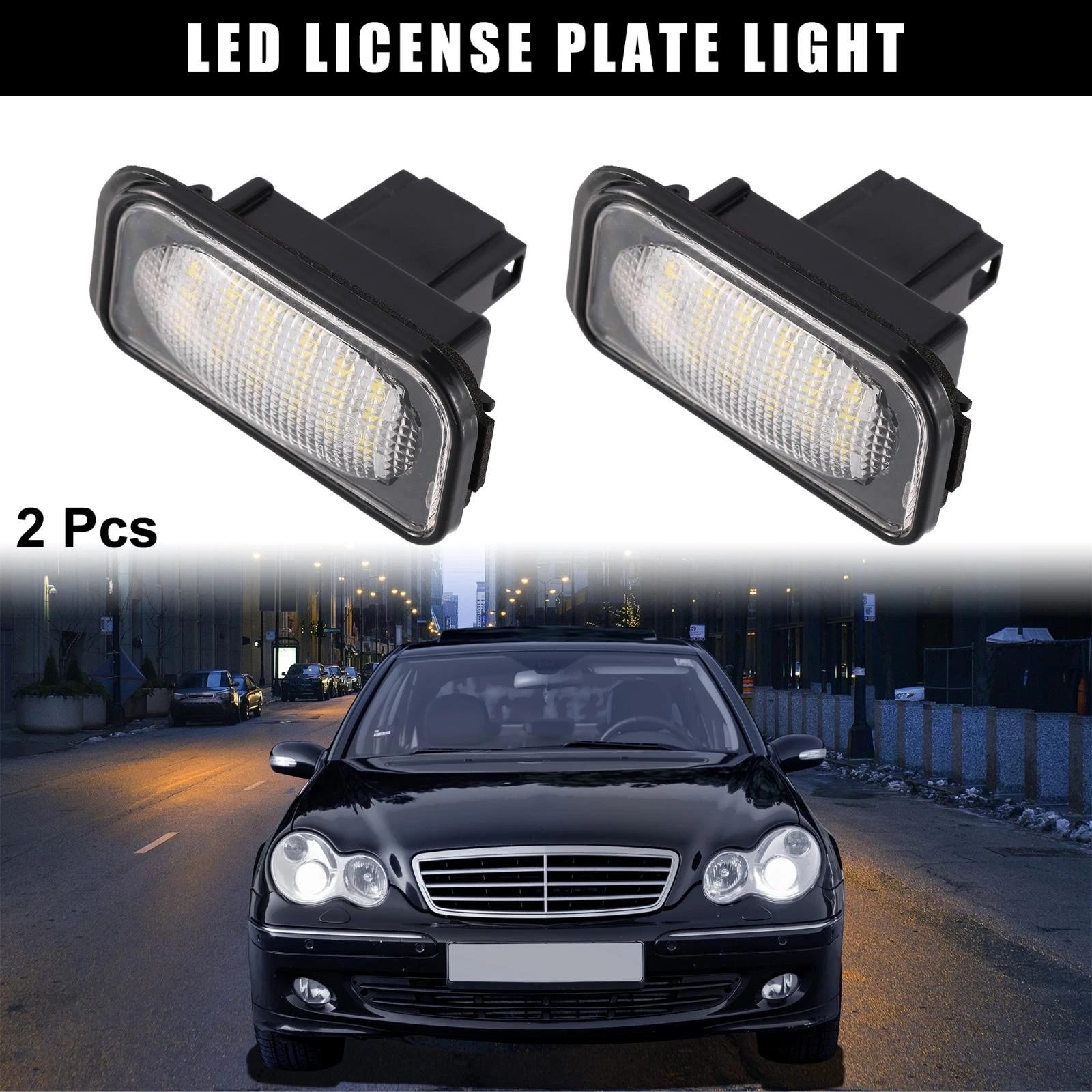 2X LED License Plate Light for Mercedes-Benz C320 C350 C230 C280 (2001–2010)
