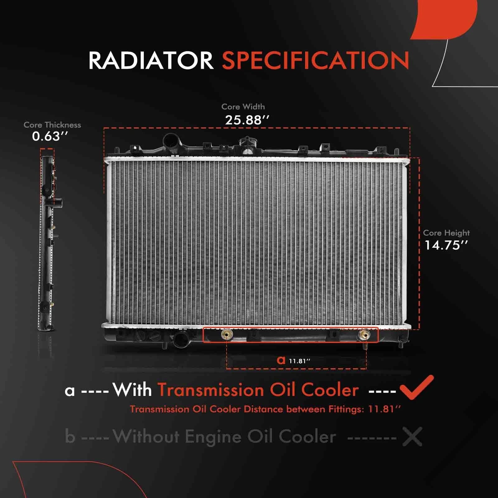 Radiator with Oil Cooler for Mitsubishi Mirage (1997–2002)