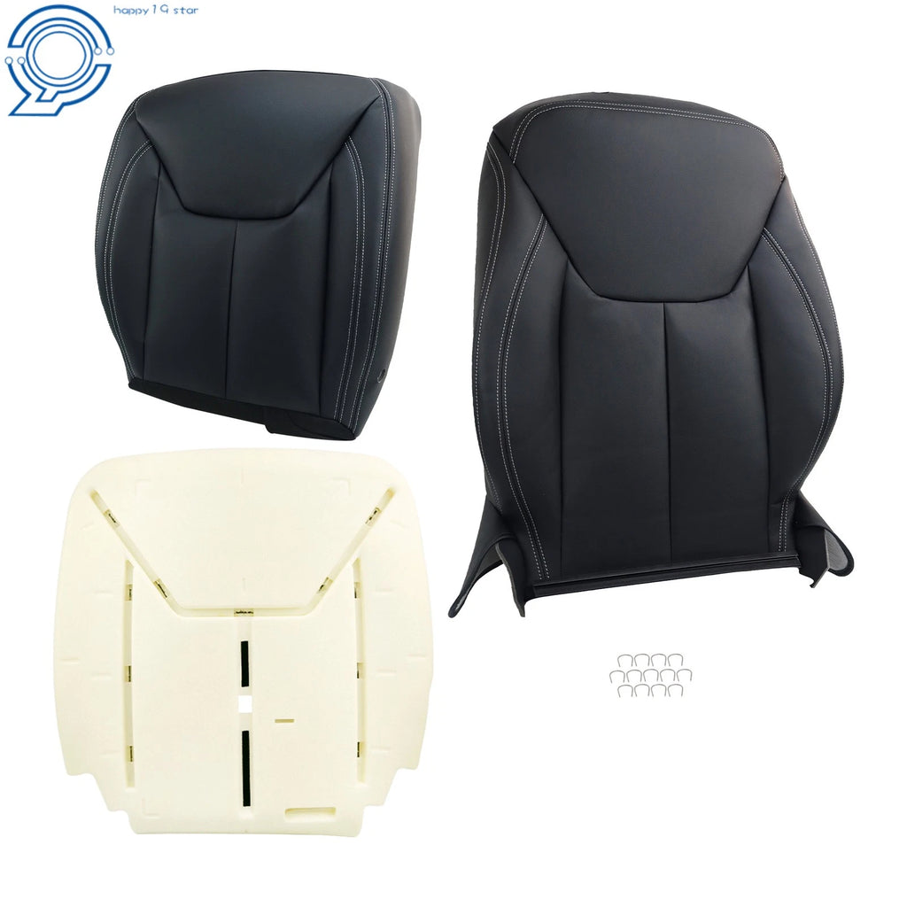 Front Driver Seat Cover & Foam Pad for Jeep Wrangler (2013–2017) Black Faux Leather