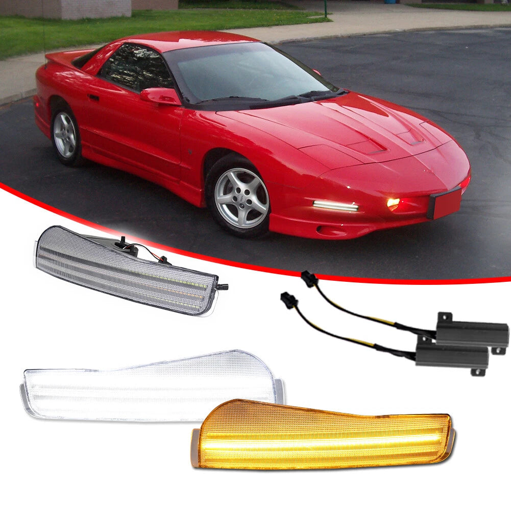 Switchback LED Clear Front DRL Signal Lights for Pontiac Firebird Trans Am (1993–1997)