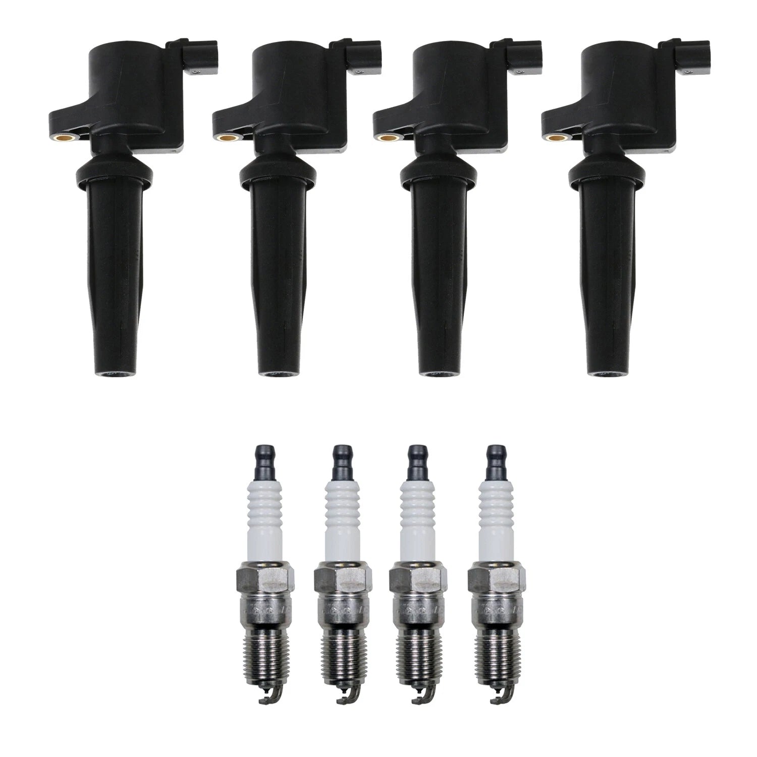 Set of 4 Ignition Coils & 4 Platinum TT Spark Plugs for Ford Focus (2000–2007)