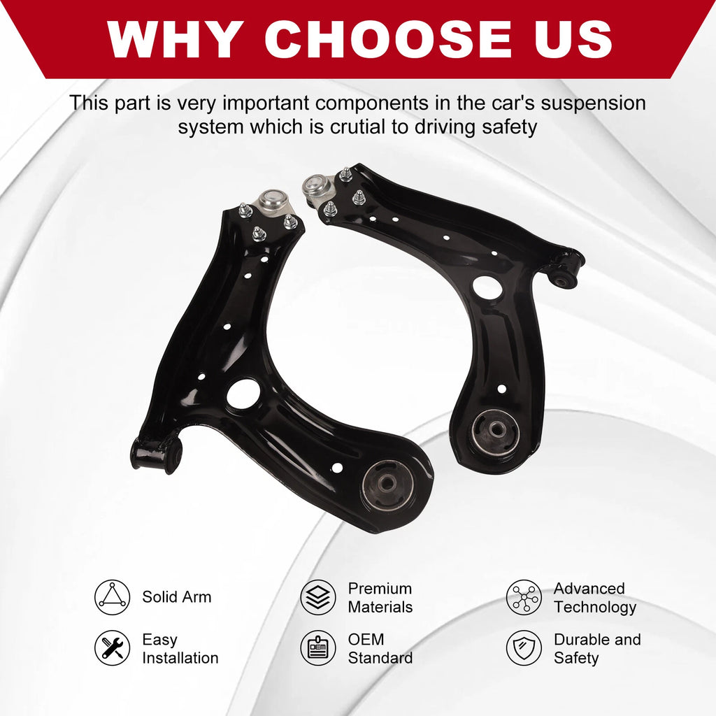 Set of 2 Front Lower Control Arms for Audi A1 (2011–2018) VW Polo (2013–2018)