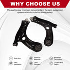 Set of 2 Front Lower Control Arms for Audi A1 (2011–2018) VW Polo (2013–2018)