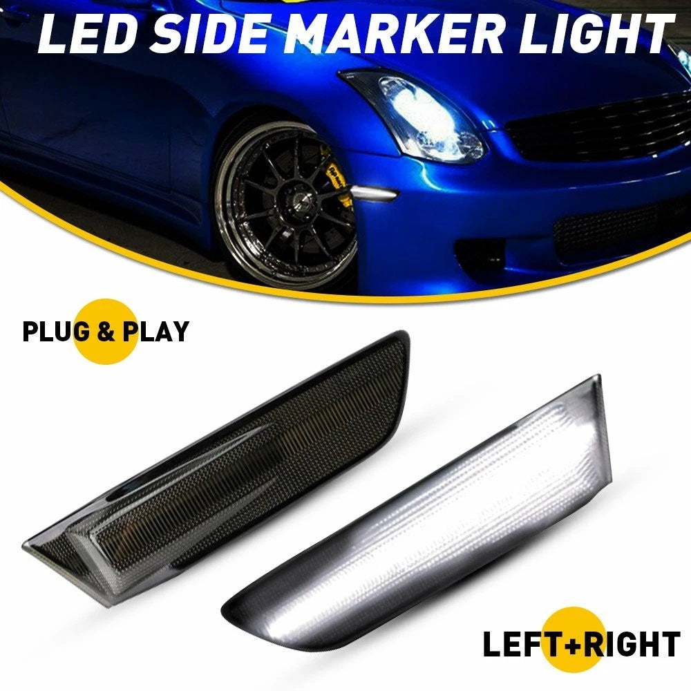 White LED Bumper Side Marker Lights for Nissan Skyline V35 (2003–2007)