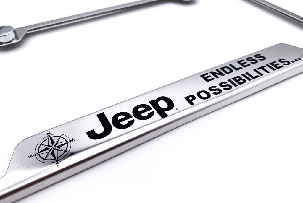 License Plate Frame Chrome Stainless Replacement for Jeep Wrangler (2018–2024)