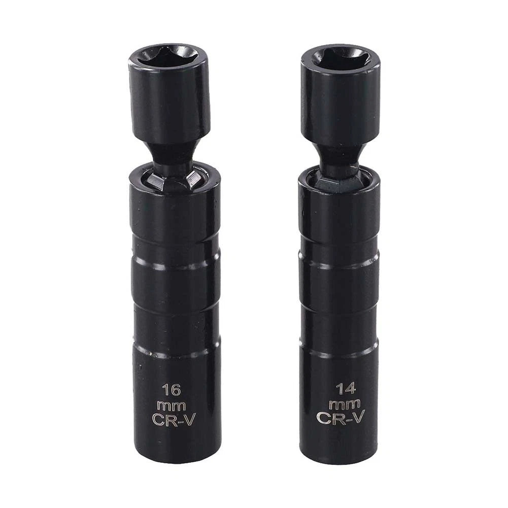 Magnetic Spark Plug Socket Set of 2 (14mm & 16mm) Flexible Wrench Tool