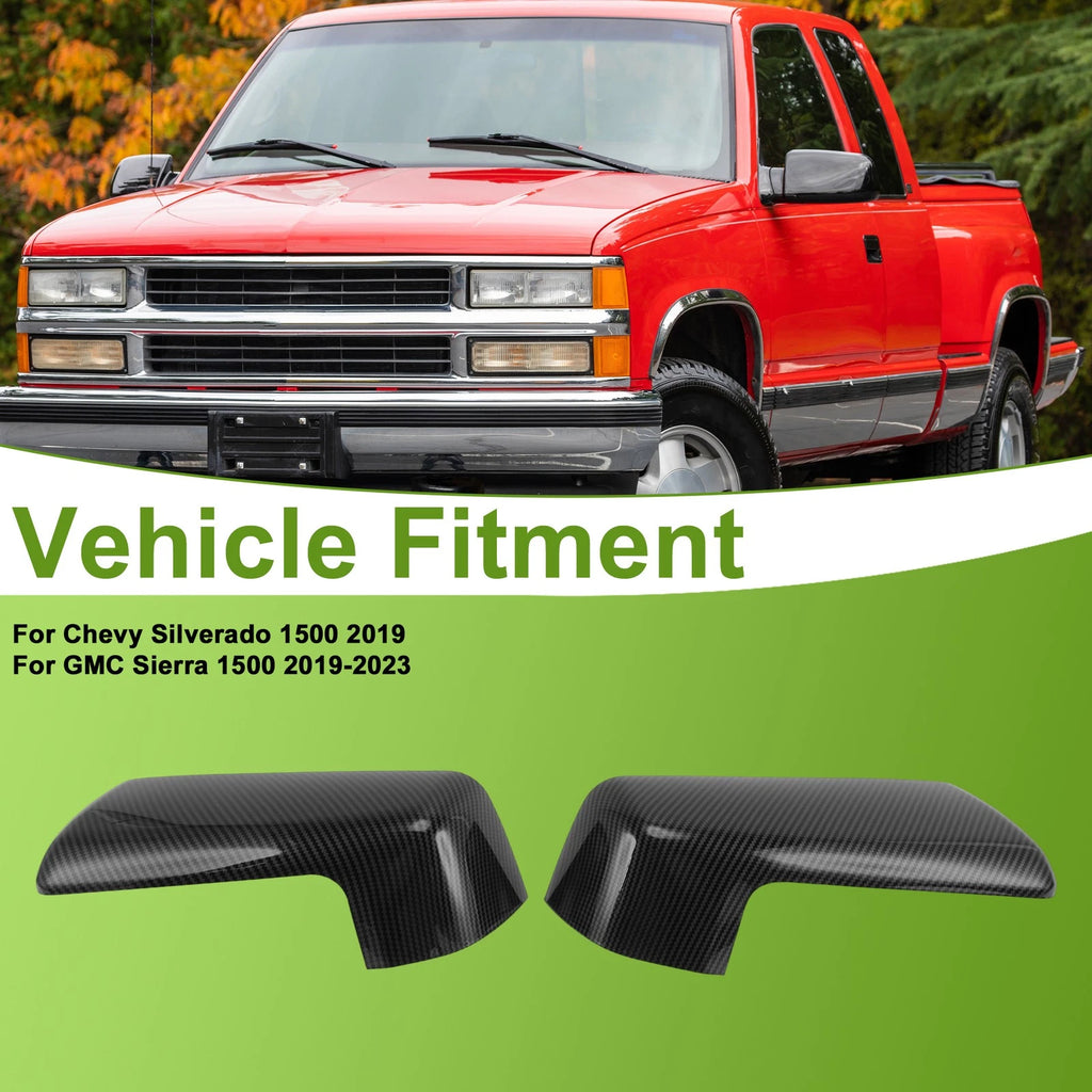 1 Pair ABS Mirror Cover Cap Carbon Grain for Chevy Silverado 1500 (2019) 84469252