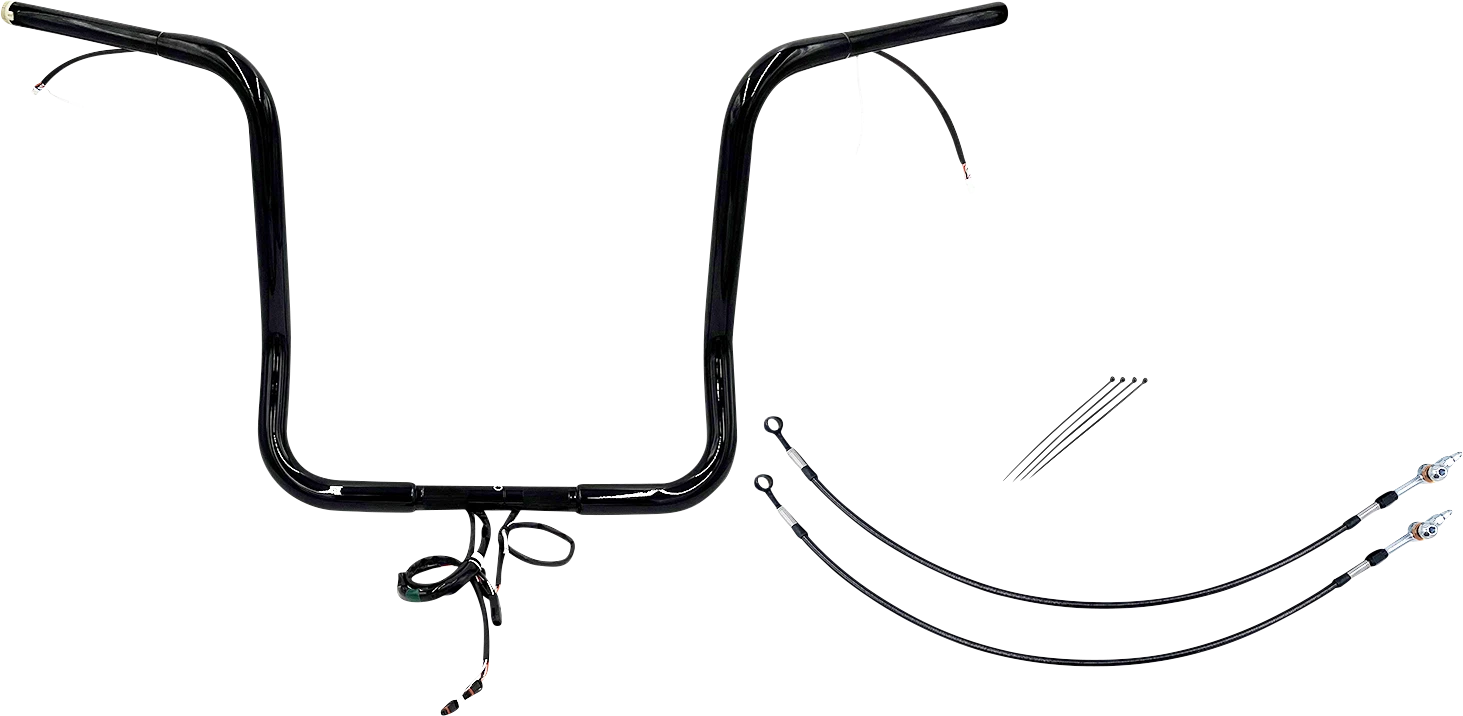 1-1/4" Pointed Top Handlebar Kit for Harley Davidson (EZ Install, 16", Black)